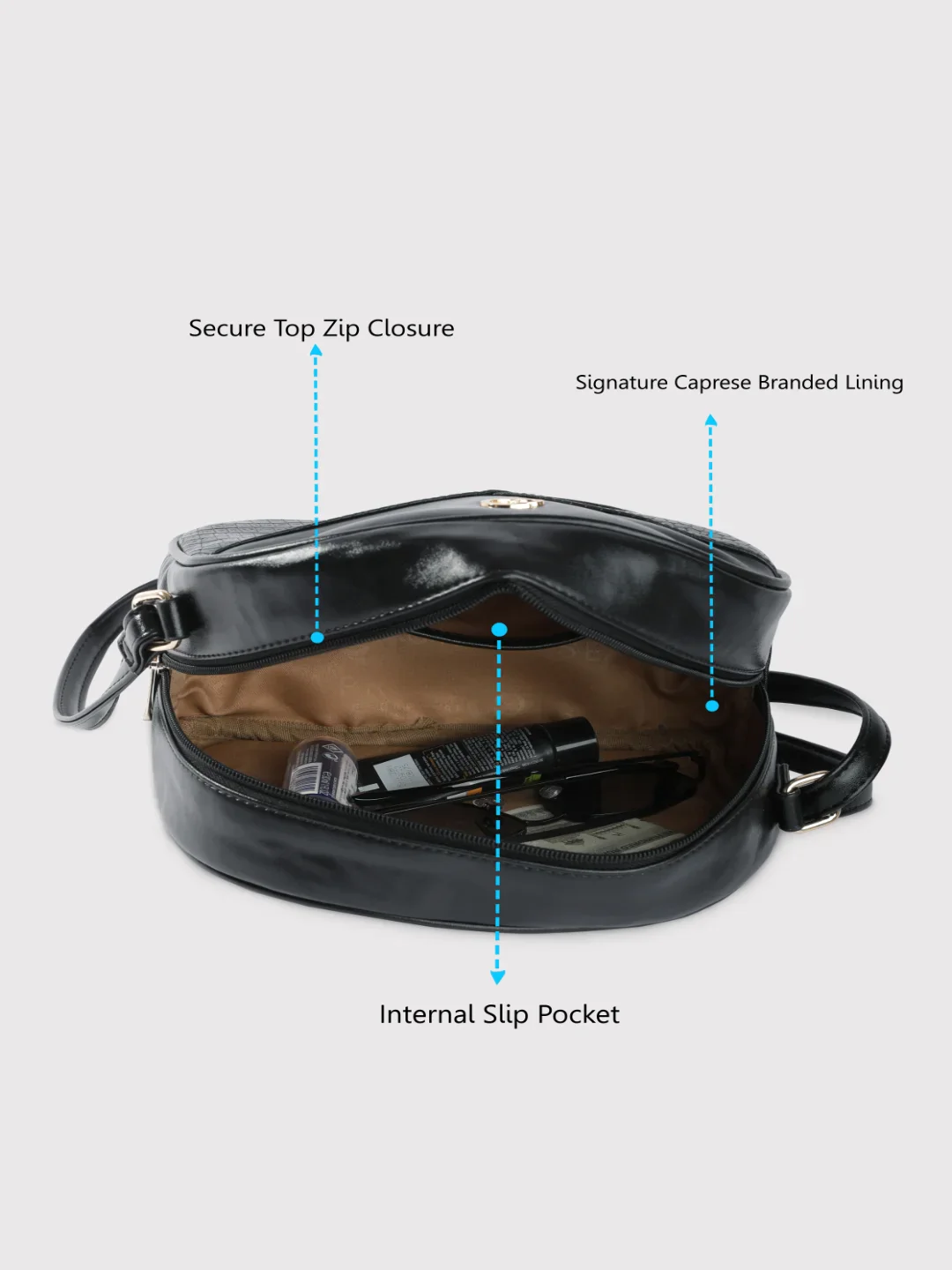 Caprese January Medium Black Sling Bag - Image 9