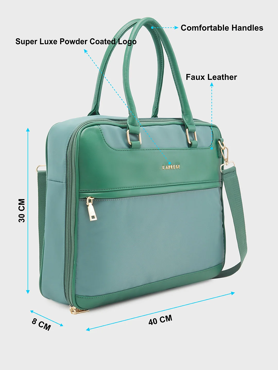 Caprese Jasper Large Light Green Laptop Bag - Image 7
