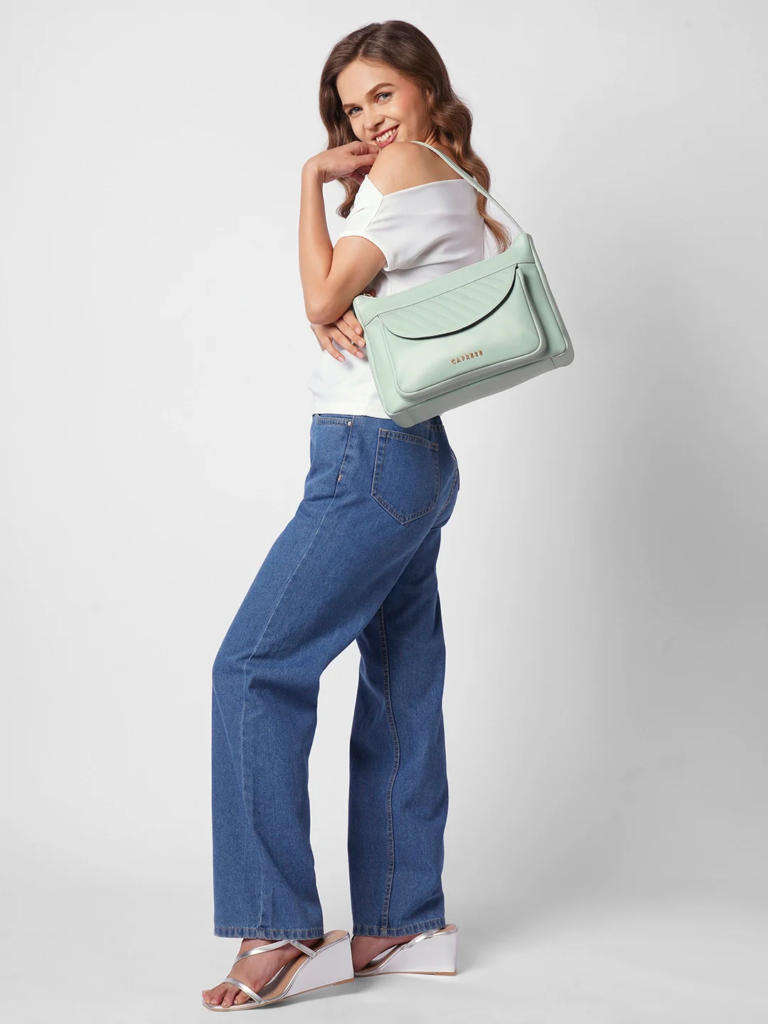 Caprese Jessica Medium Green Hobo Bag - Image 3