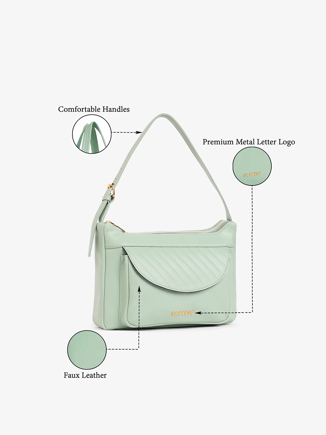 Caprese Jessica Medium Green Hobo Bag - Image 9