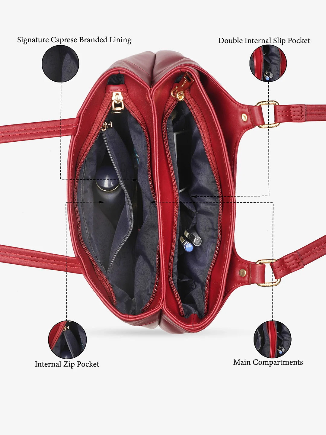 Caprese Jessica Medium Red Tote Bag - Image 8