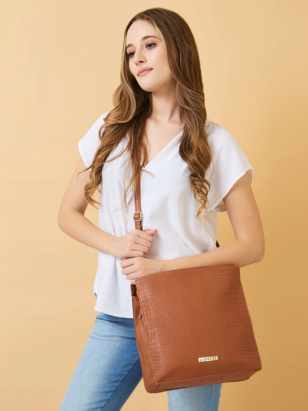 Caprese Jill Medium Brown Satchel Bag - Image 11