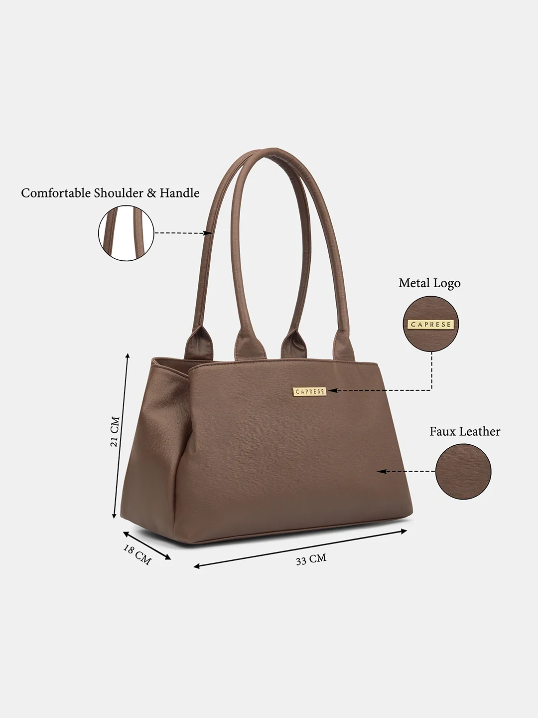 Caprese Jimny Medium Chocolate Brown Satchel Bag - Image 3