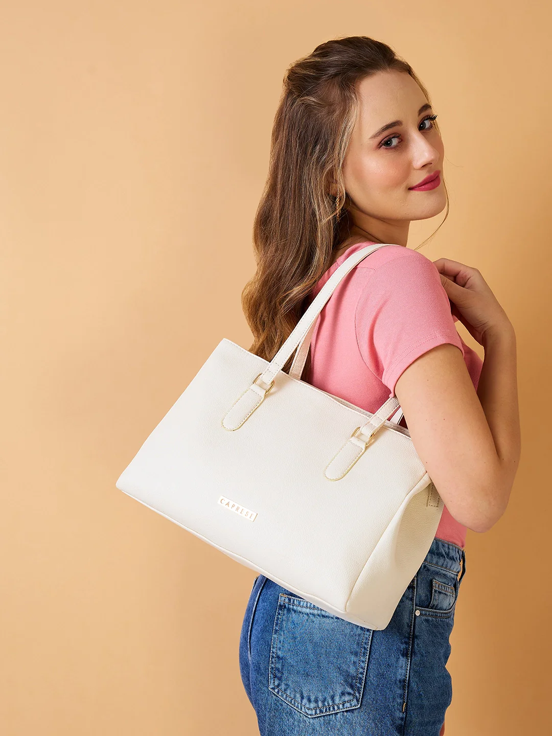 Caprese Jolie Medium Off White Tote Bag - Image 11