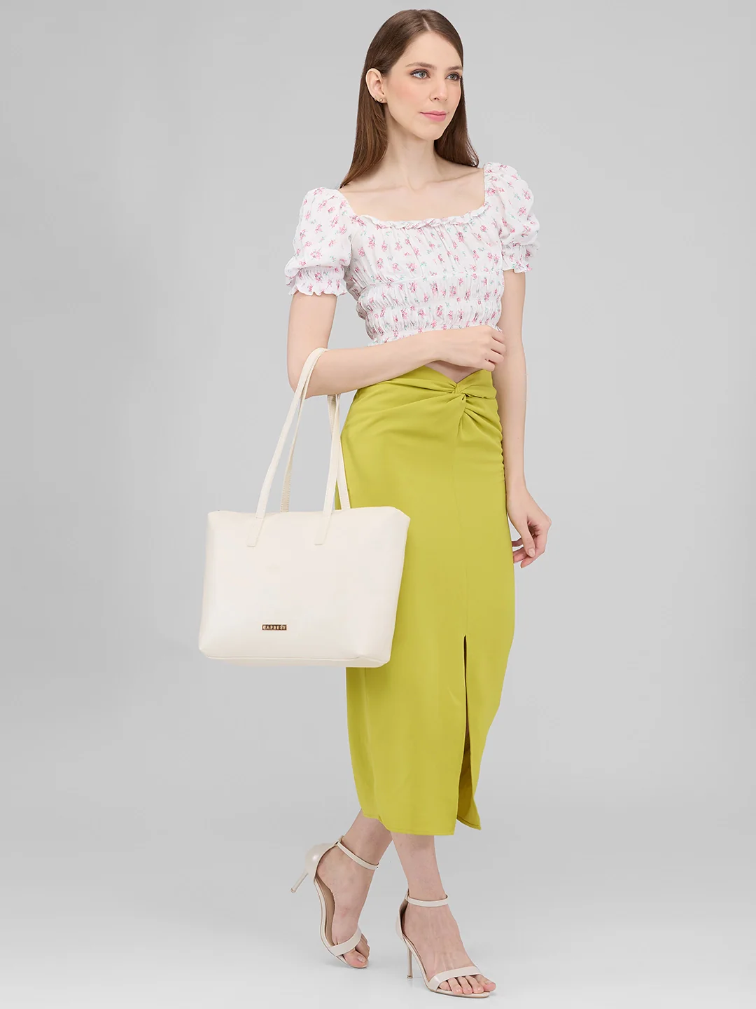 Caprese Jones Large Off White Tote Bag