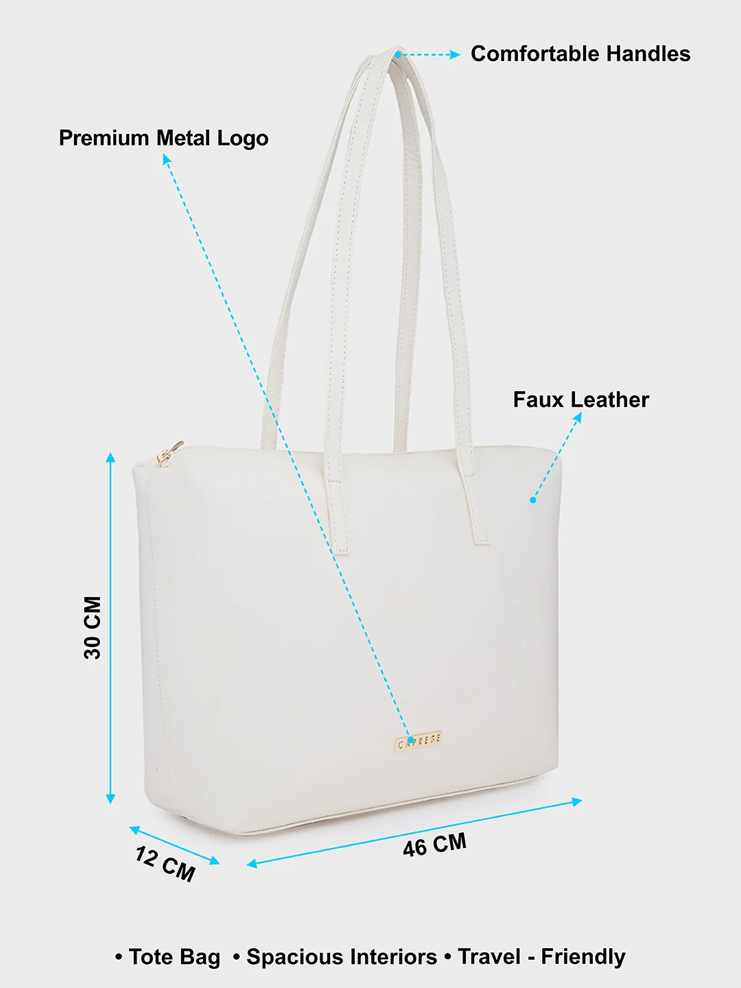 Caprese Jones Large Off White Tote Bag - Image 6