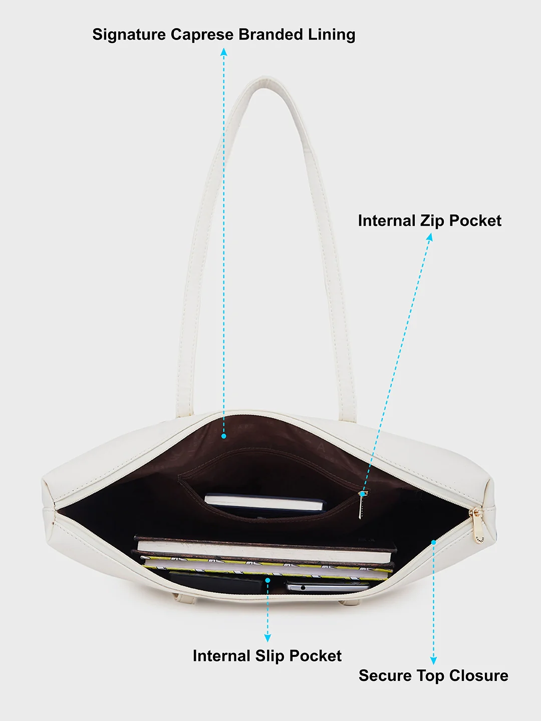 Caprese Jones Large Off White Tote Bag - Image 7
