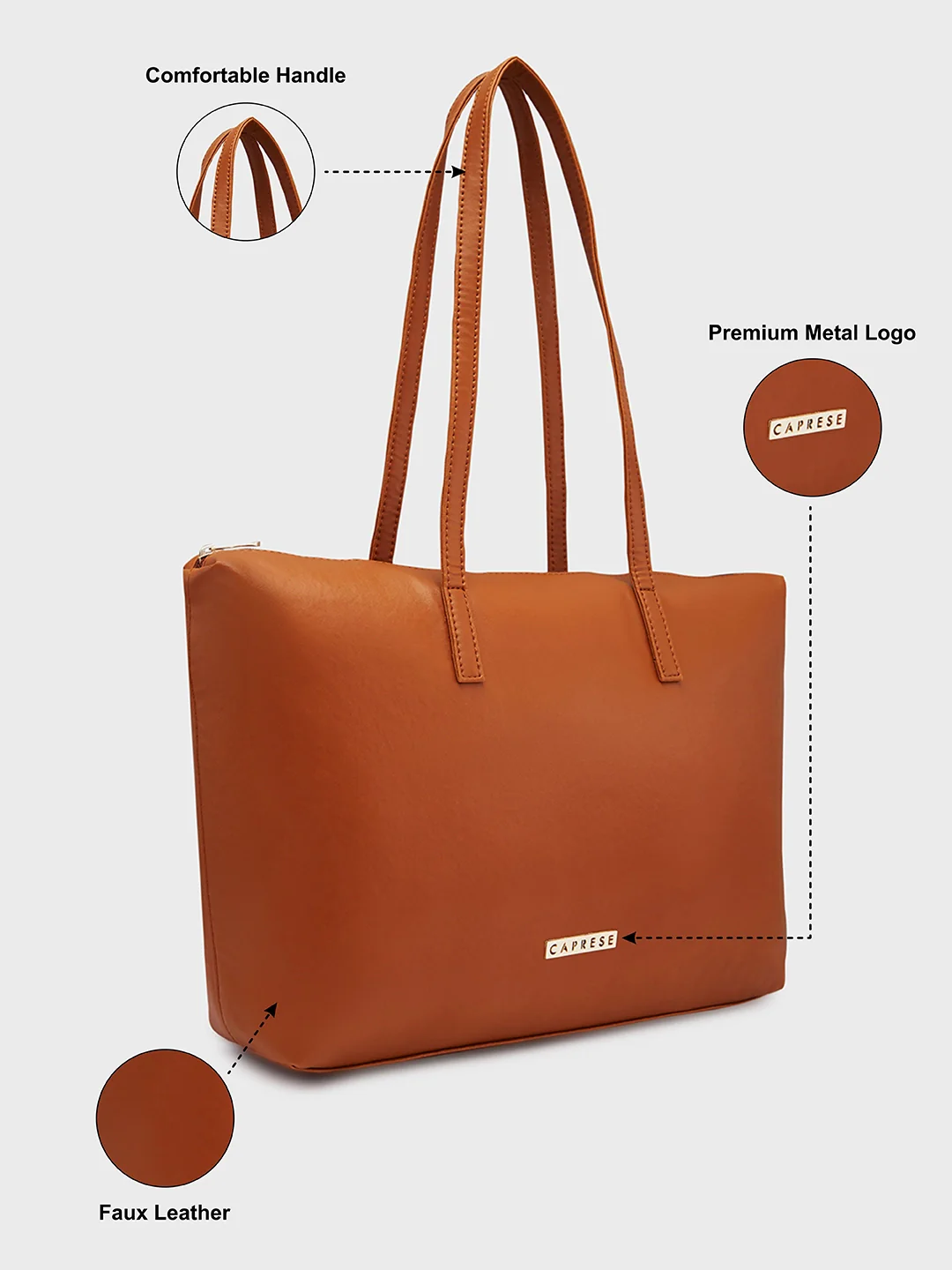 Caprese Jones Large Tan Tote Bag - Image 6