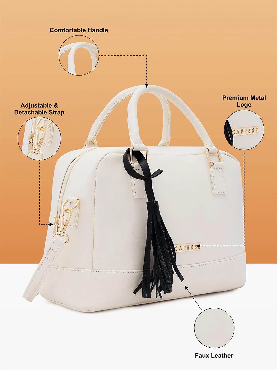 Caprese Jones Small Off White Satchel - Image 6