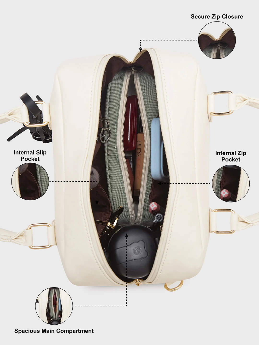 Caprese Jones Small Off White Satchel - Image 7