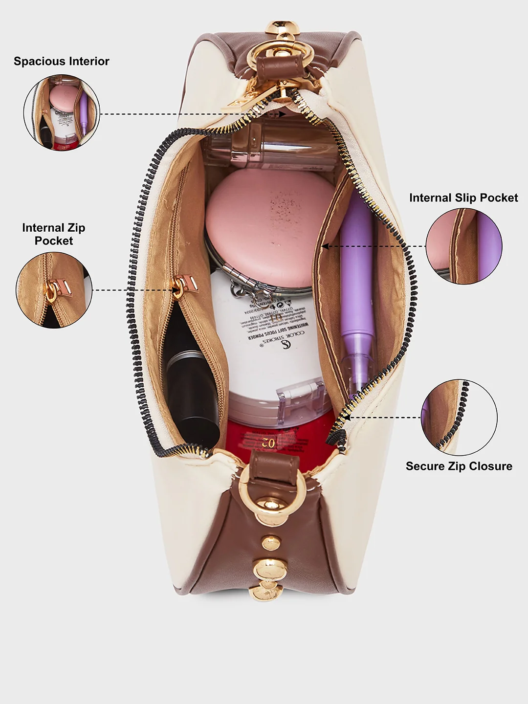Caprese Josie Small Beige Hobo Bag - Image 8
