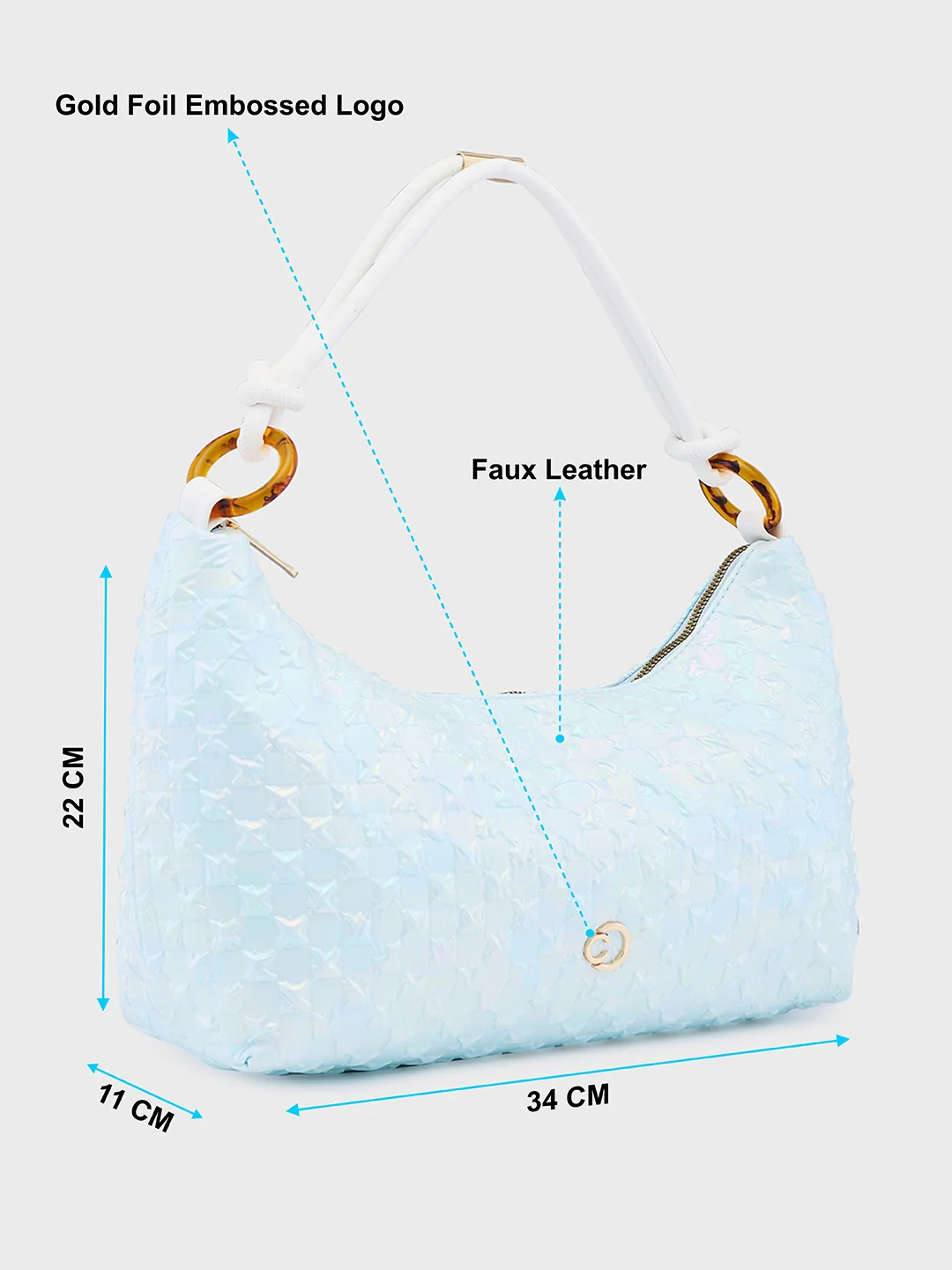 Caprese Josie Large Sky Blue Hobo Bag - Image 6