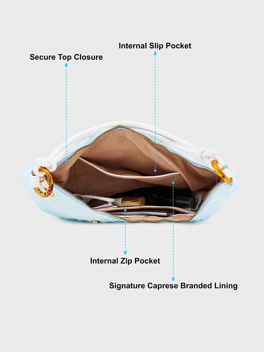 Caprese Josie Large Sky Blue Hobo Bag - Image 7