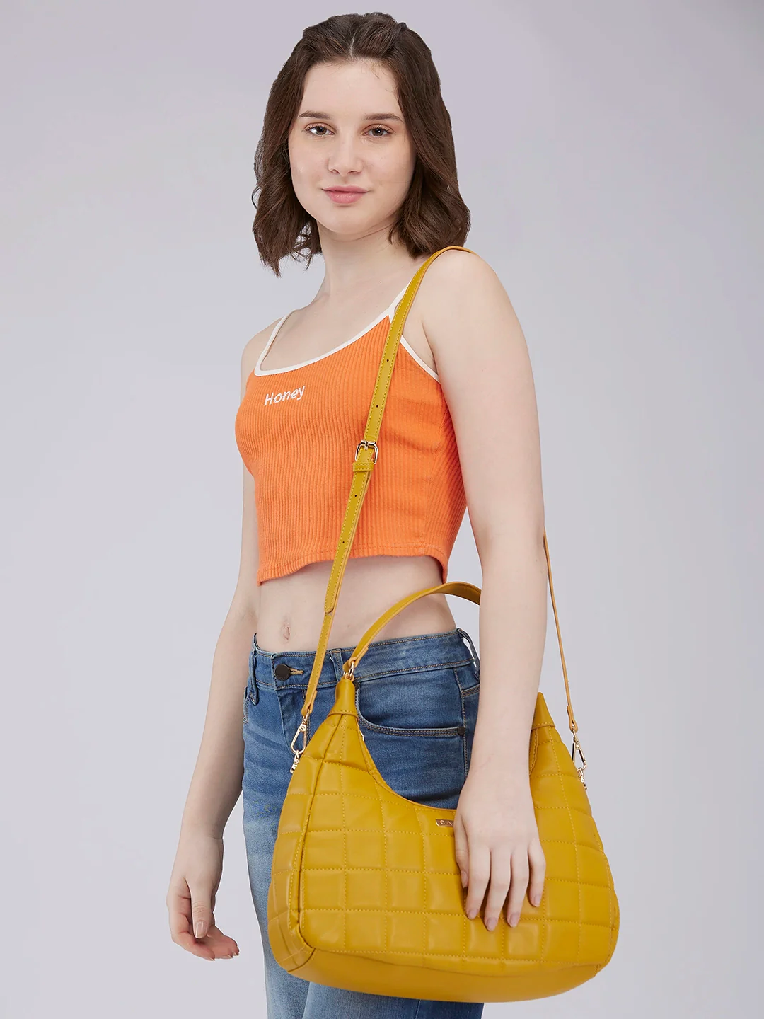 Caprese Judy Medium Mustard Hobo Bag - Image 12
