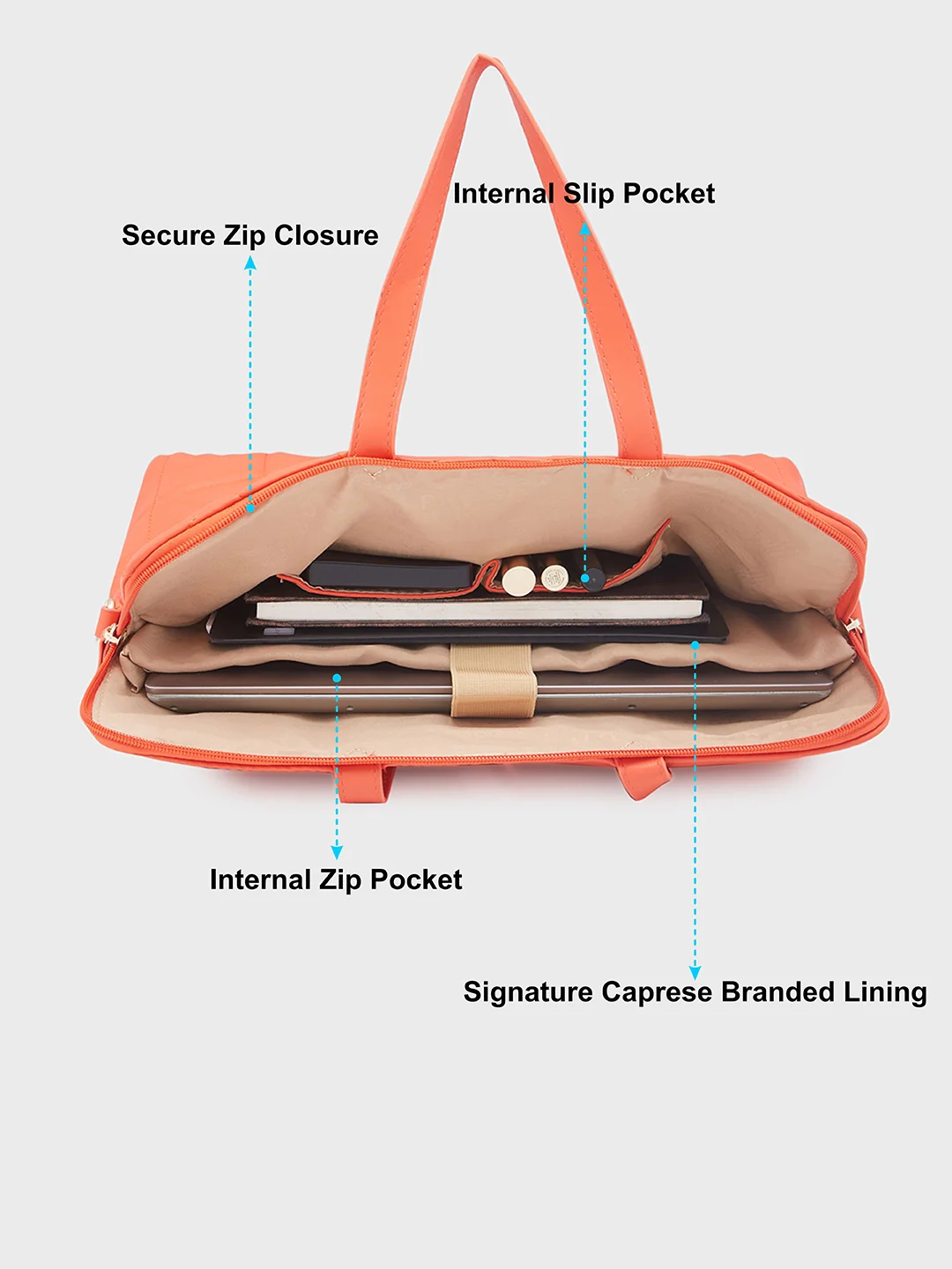 Caprese Julie Large Orange Laptop Bag - Image 8