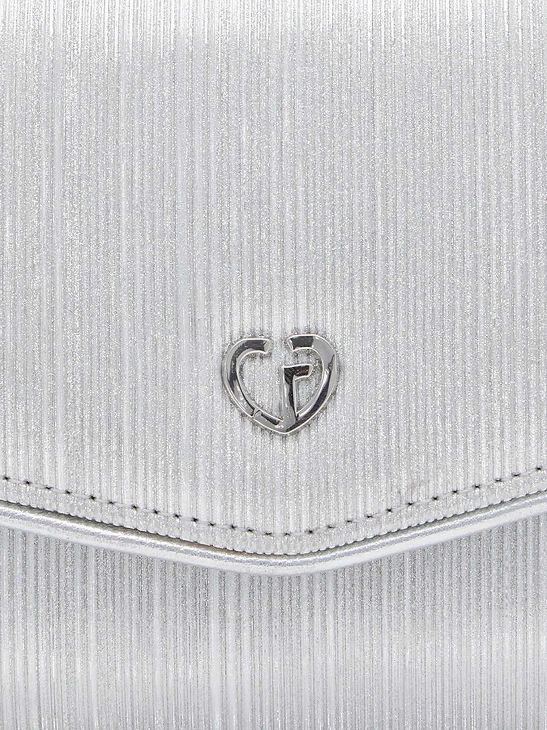Caprese Junie Large Silver Flapover Clutch - Image 10