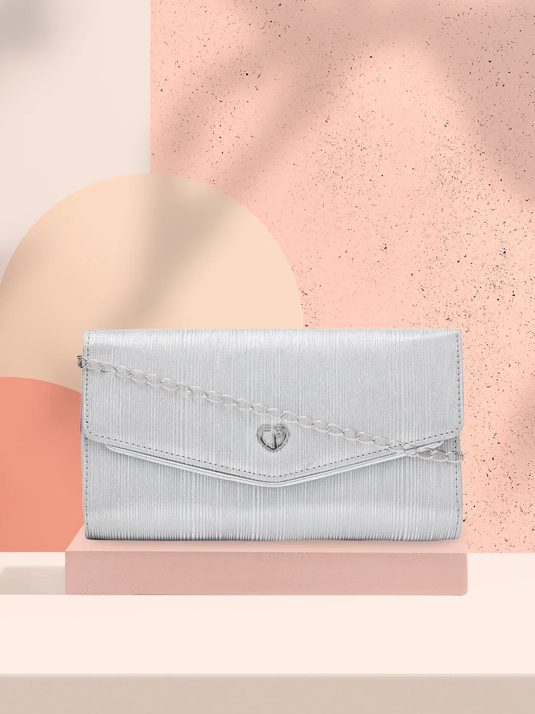 Caprese Junie Large Silver Flapover Clutch - Image 13