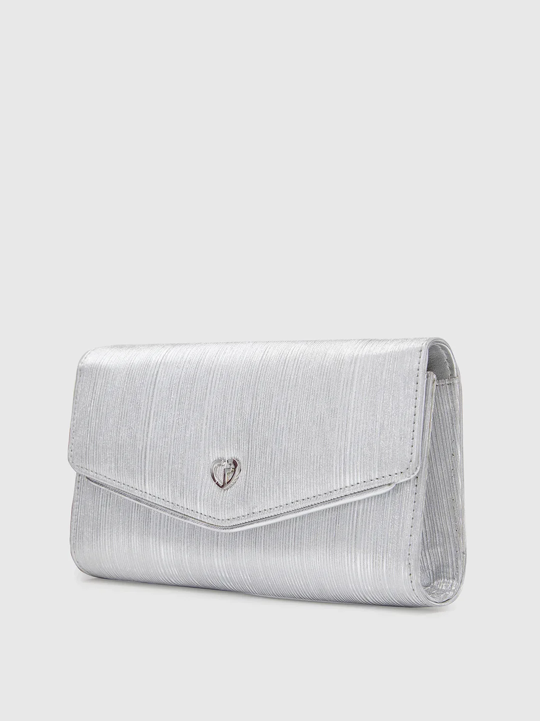Caprese Junie Large Silver Flapover Clutch - Image 2