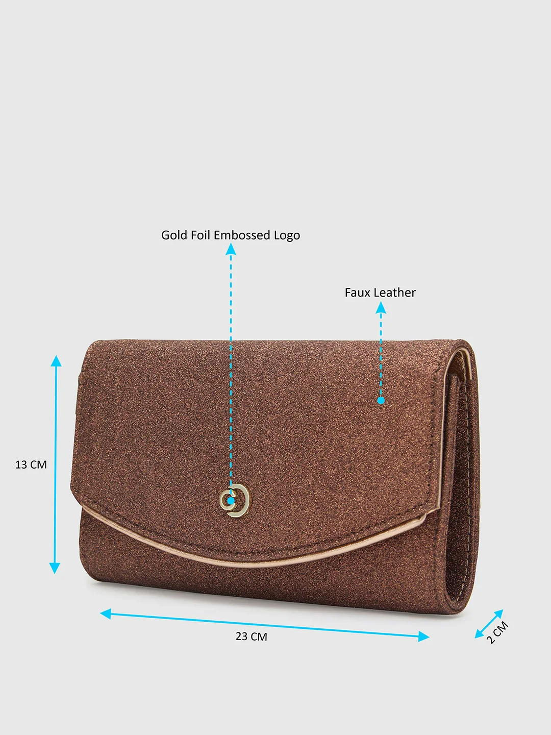 Caprese Junie Medium Copper Flapover Clutch - Image 3