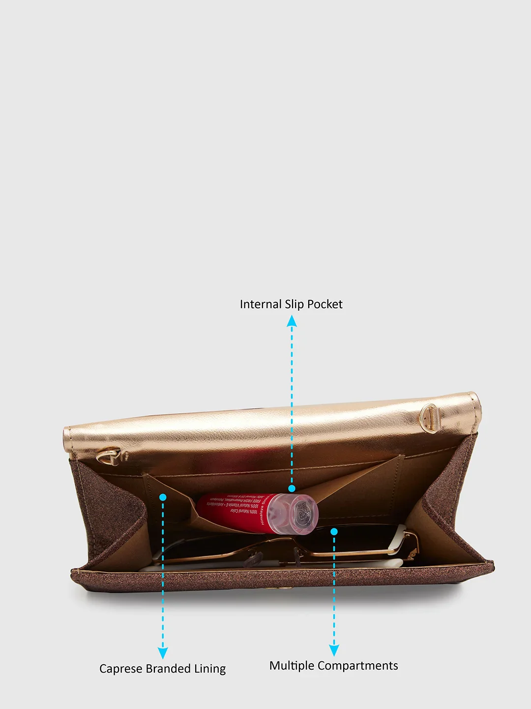 Caprese Junie Medium Copper Flapover Clutch - Image 6