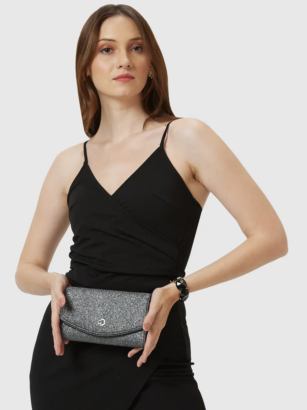 Caprese Junie Medium Gunmetal Flapover Clutch - Image 12