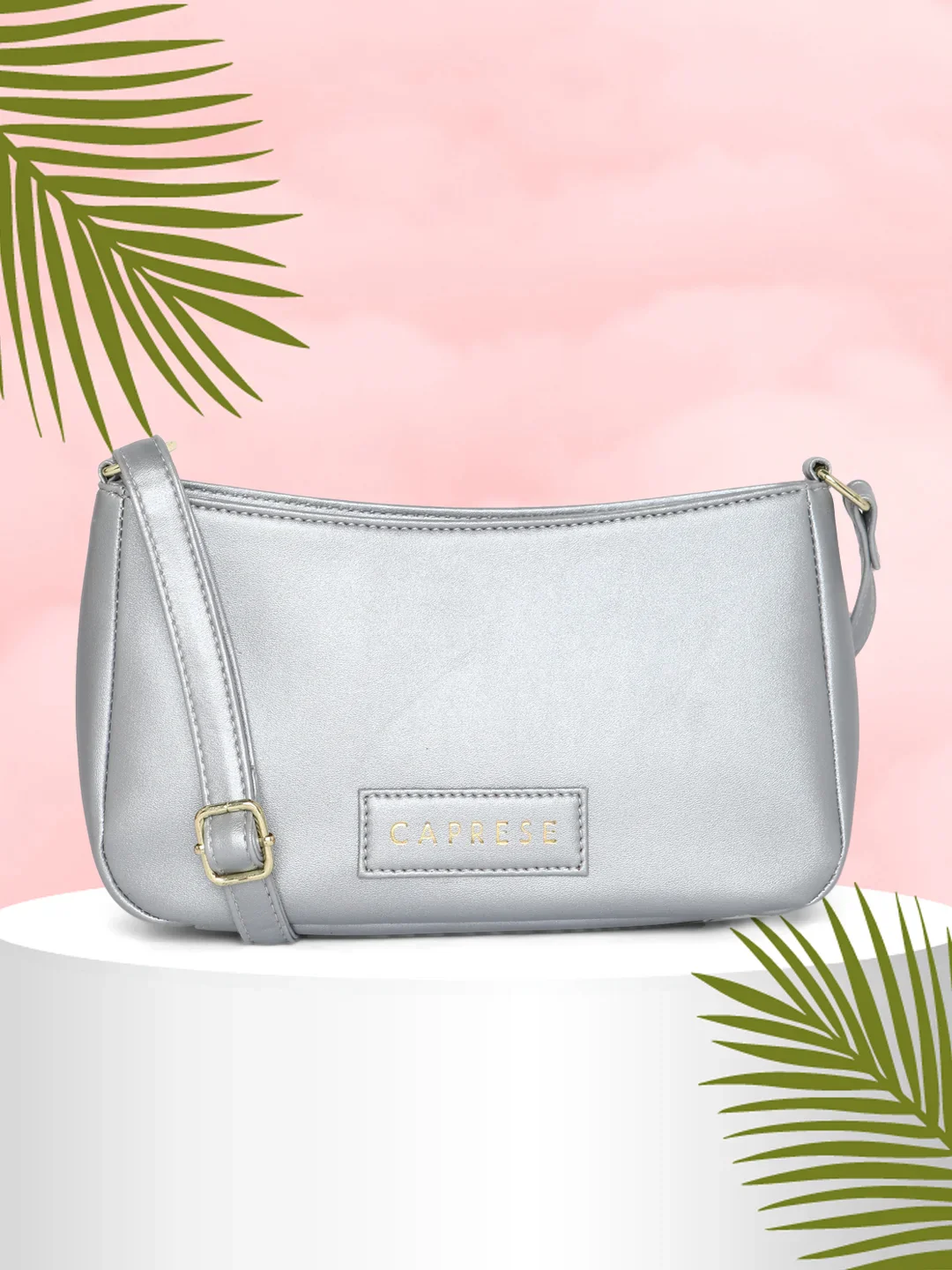 Caprese Juno Small Metallic Silver Crossbody Bag - Image 2