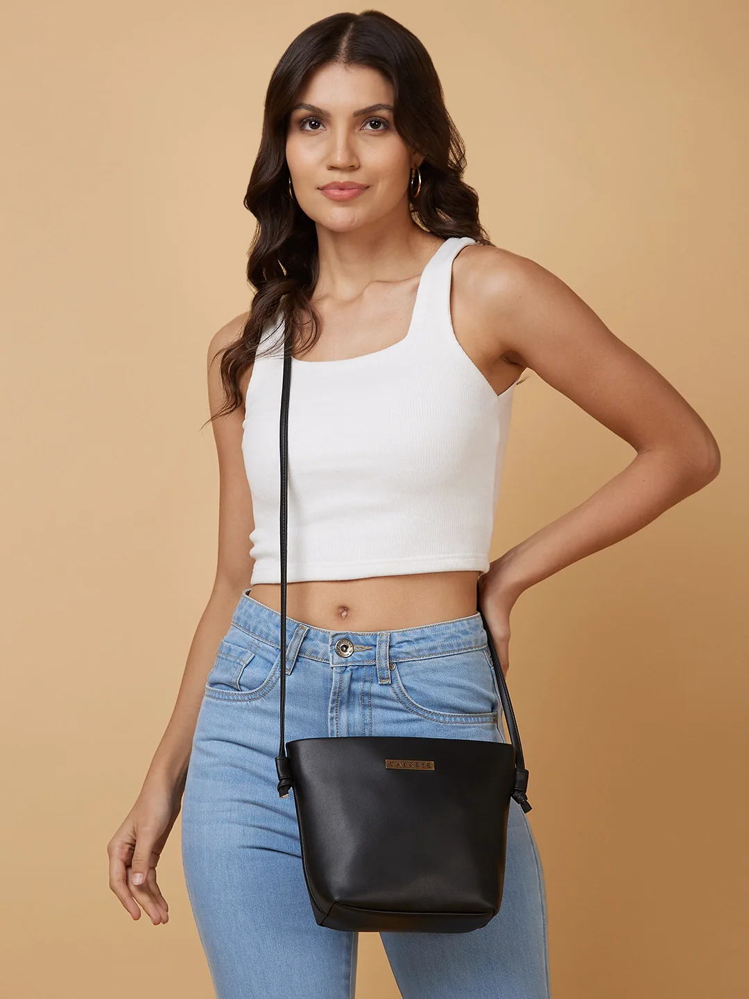 Caprese Juno Small Black Sling Bag - Image 9