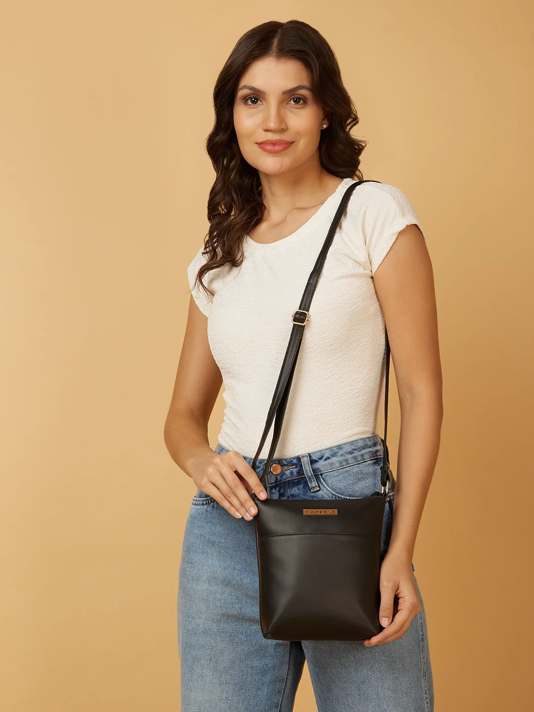 Caprese Juno Small Black Sling Bag - Image 9
