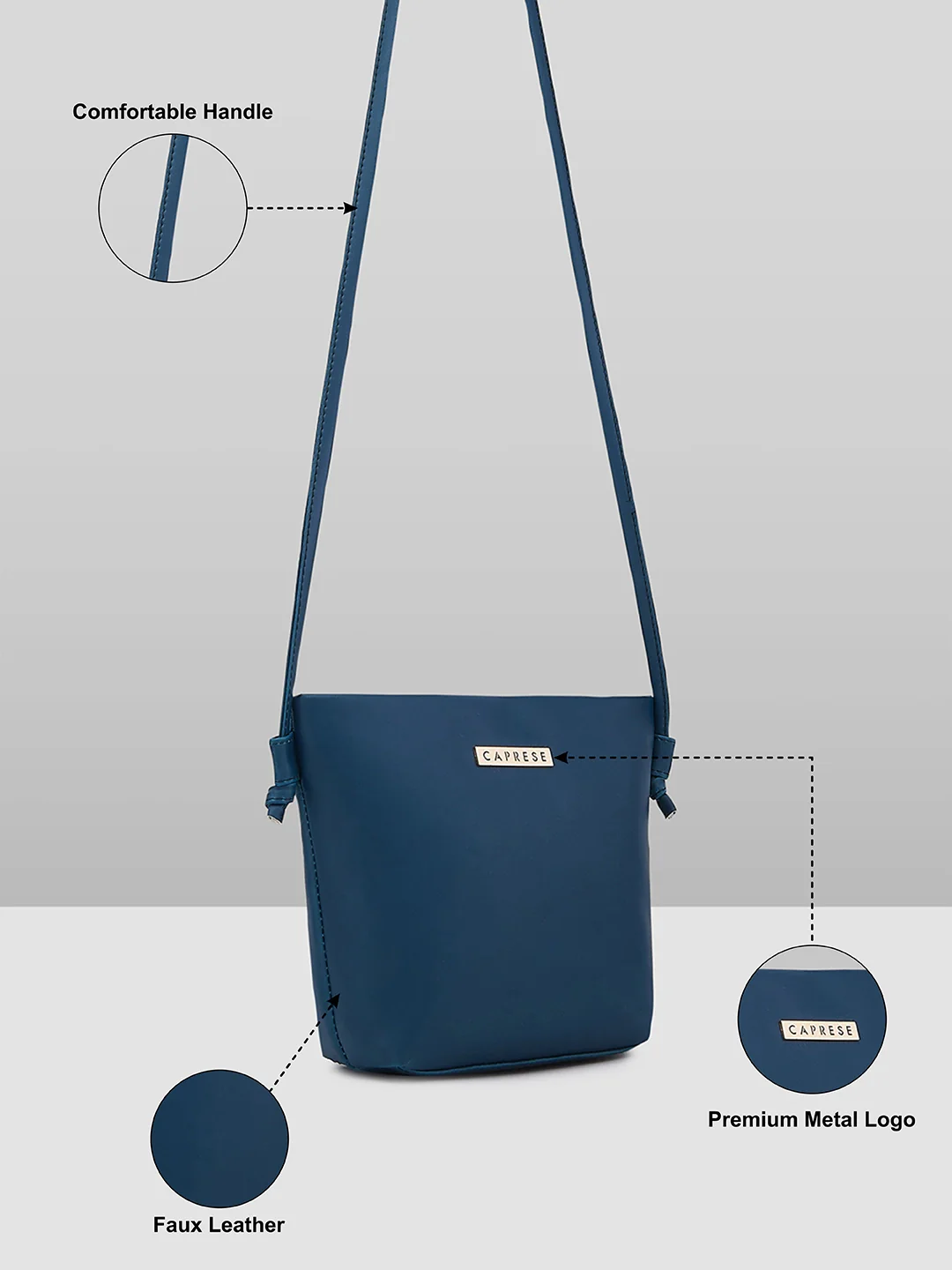 Caprese Juno Small Blue Sling Bag - Image 7