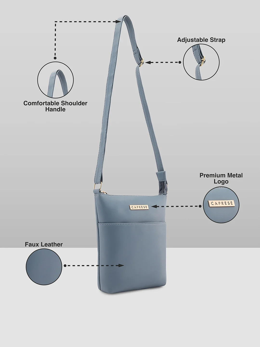Caprese Juno Small Blue Sling Bag - Image 3