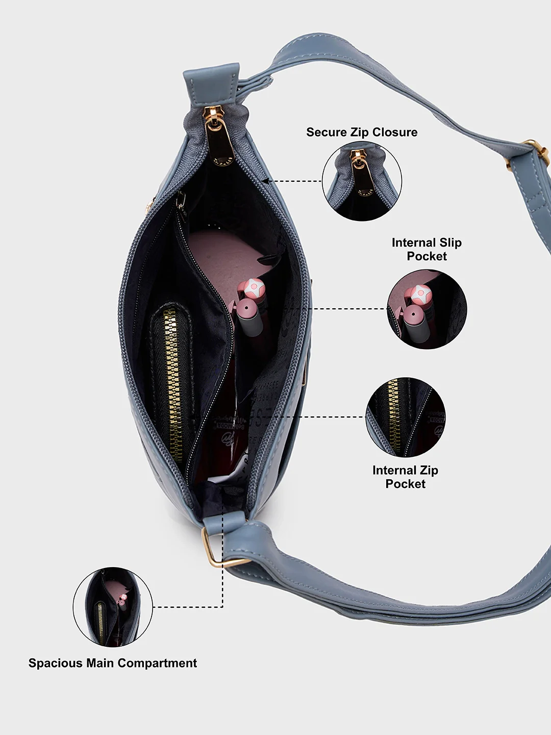 Caprese Juno Small Blue Sling Bag - Image 4