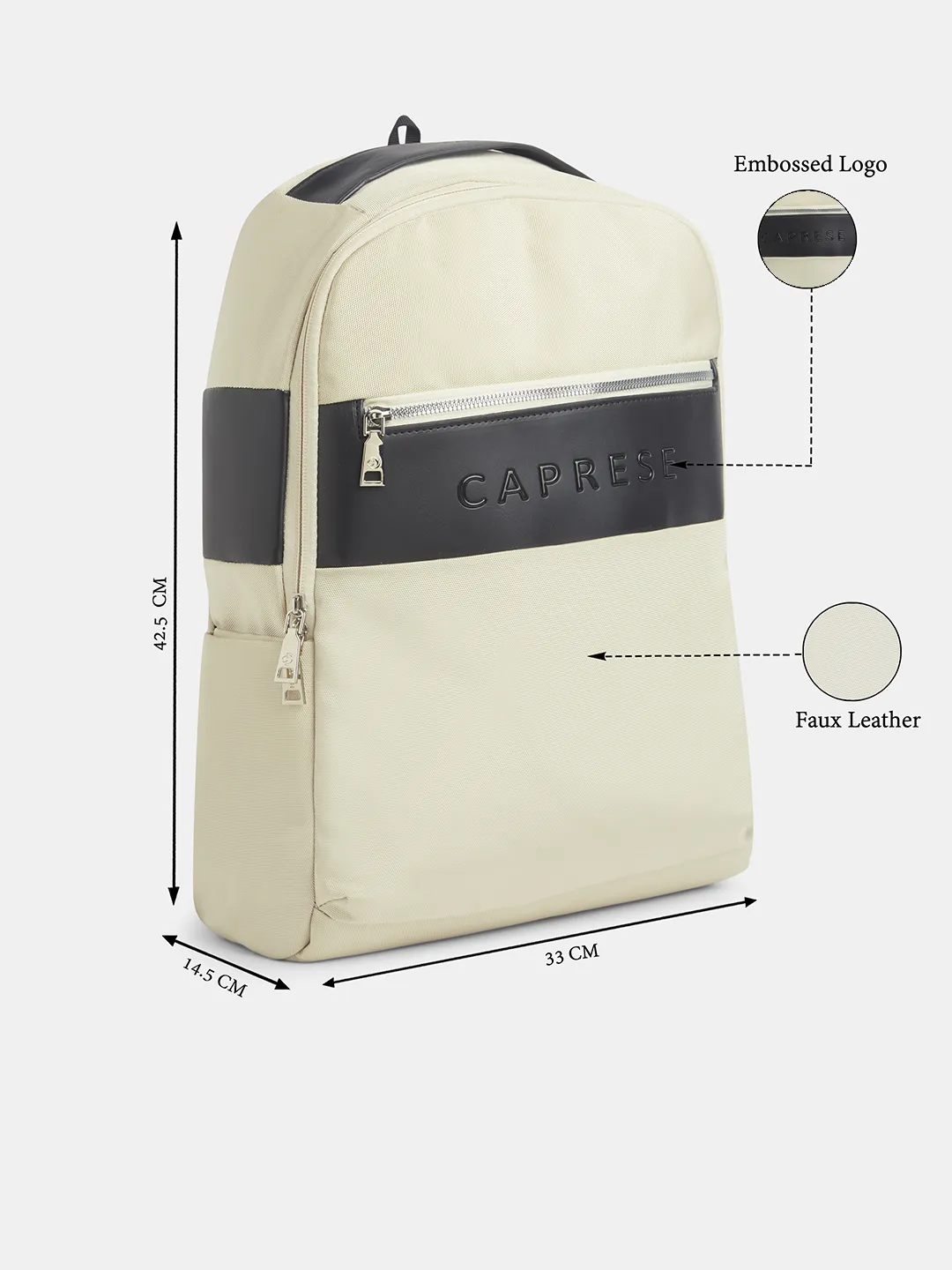 Caprese Jupiter Large Beige Laptop Backpack - Image 8