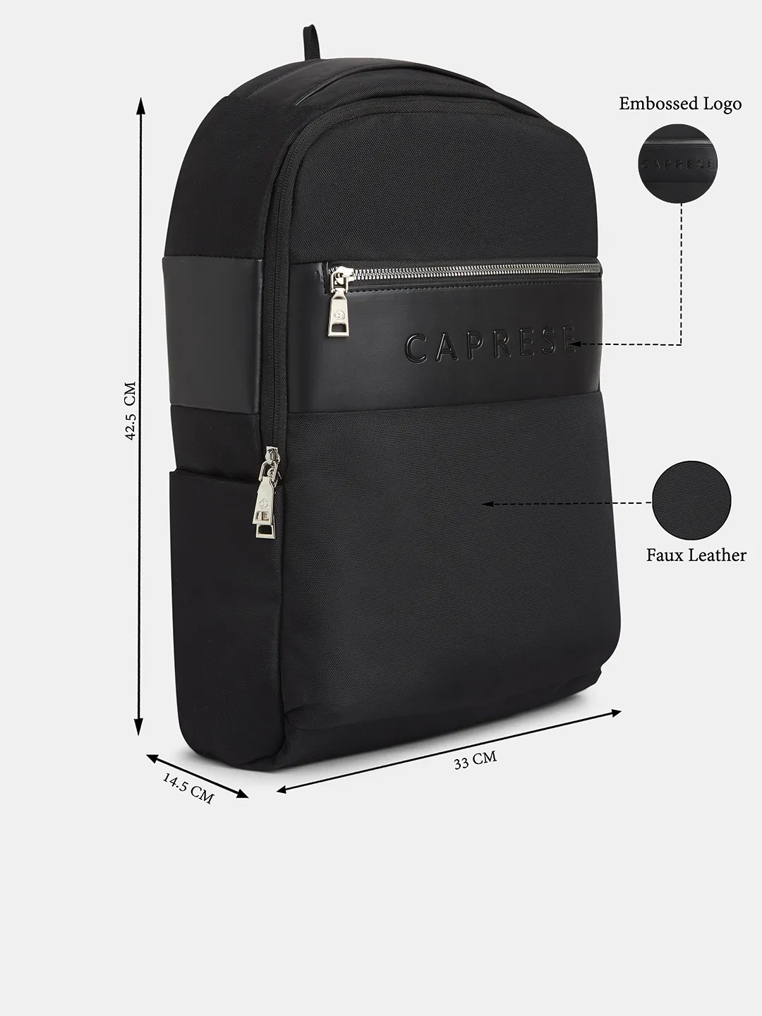 Caprese Jupiter Large Black Laptop Backpack - Image 8
