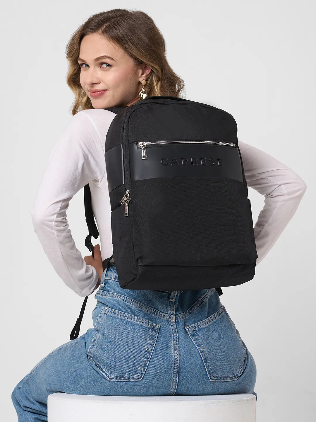 Caprese Jupiter Large Black Laptop Backpack - Image 9