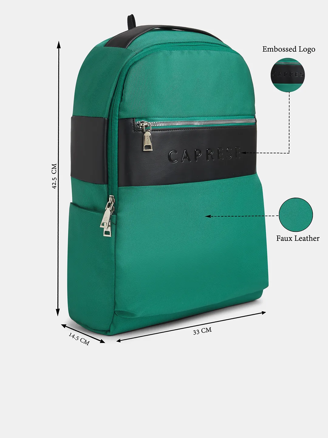 Caprese Jupiter Large Dark Green Laptop Backpack - Image 8