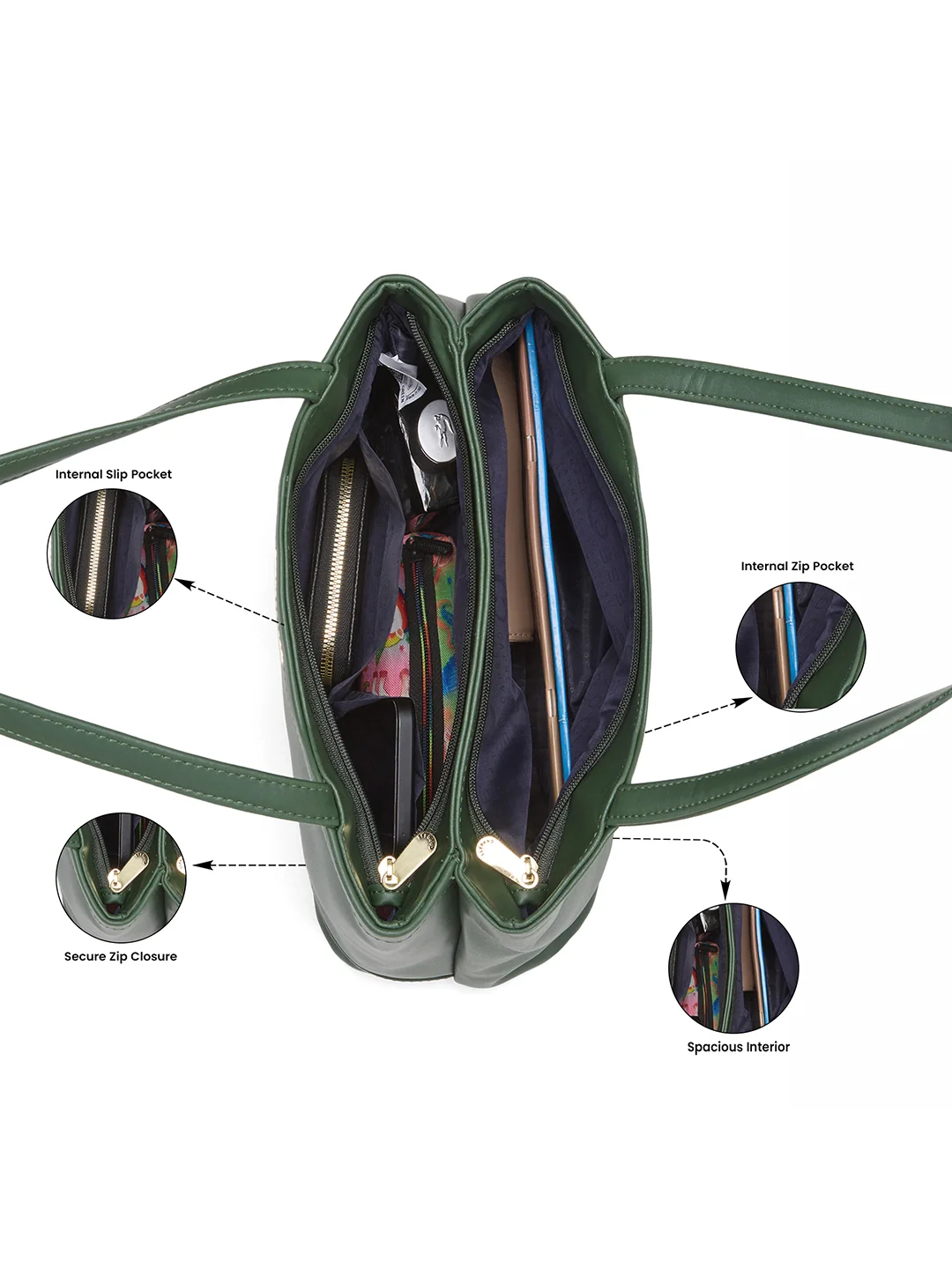 Caprese Kai Large Olive Green Tote Bag - Image 5
