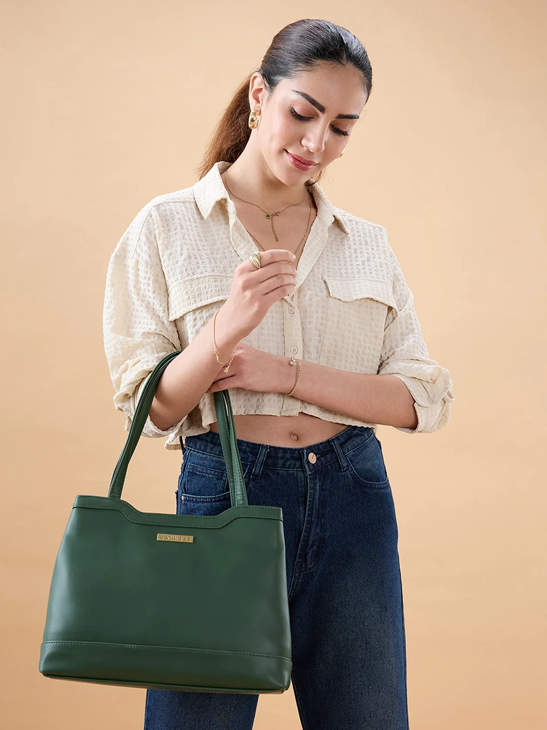 Caprese Kai Large Olive Green Tote Bag - Image 7