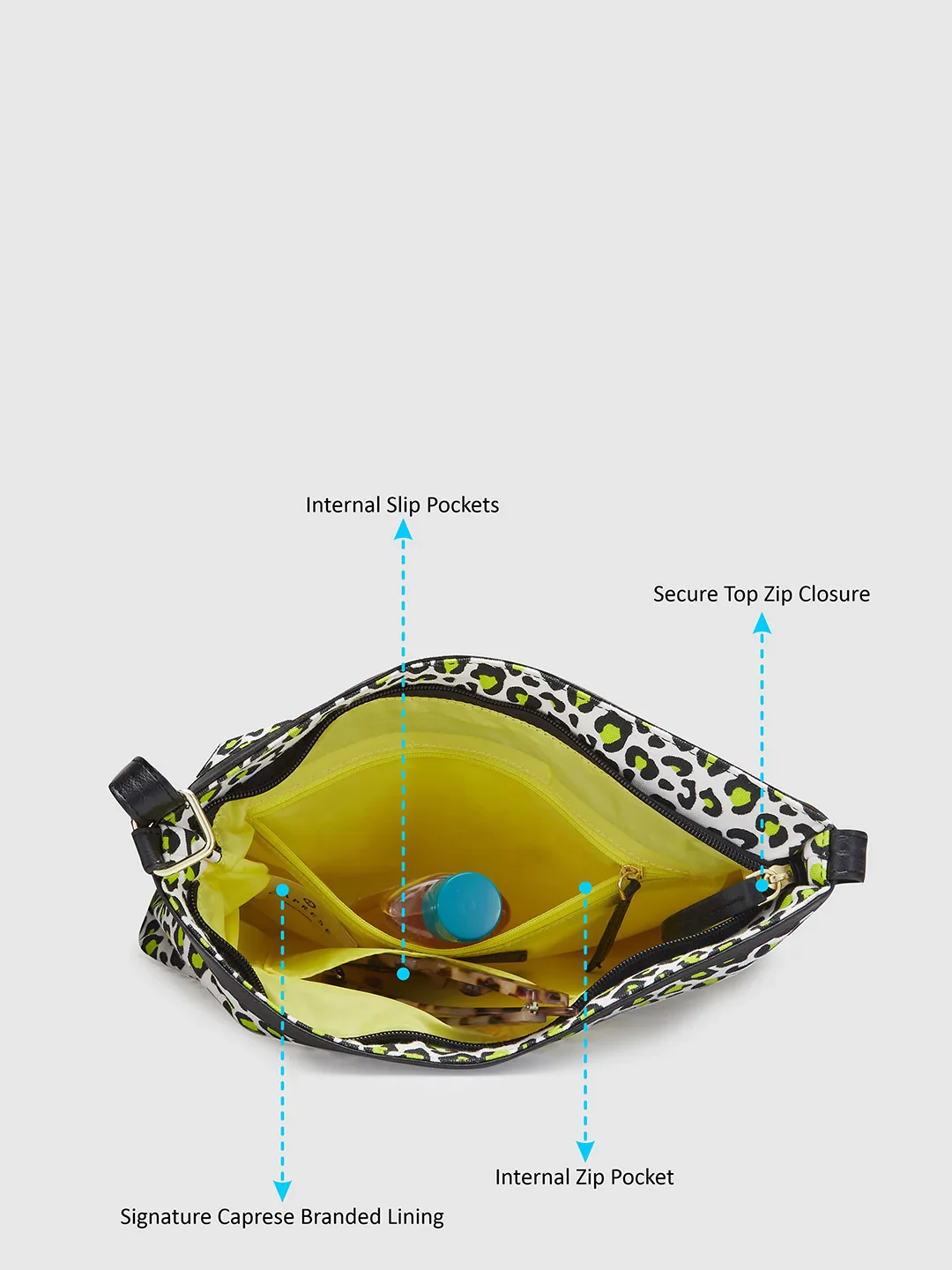 Caprese Karel Large Lime Green Sling Bag - Image 8