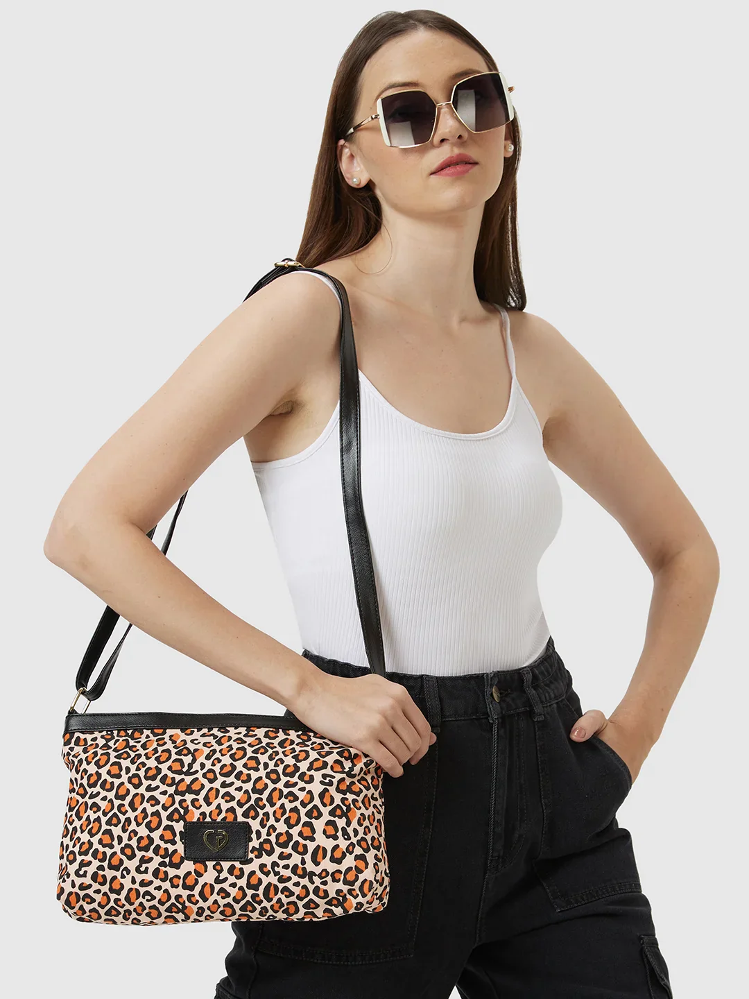 Caprese Karel Large Orange Sling Bag - Image 2
