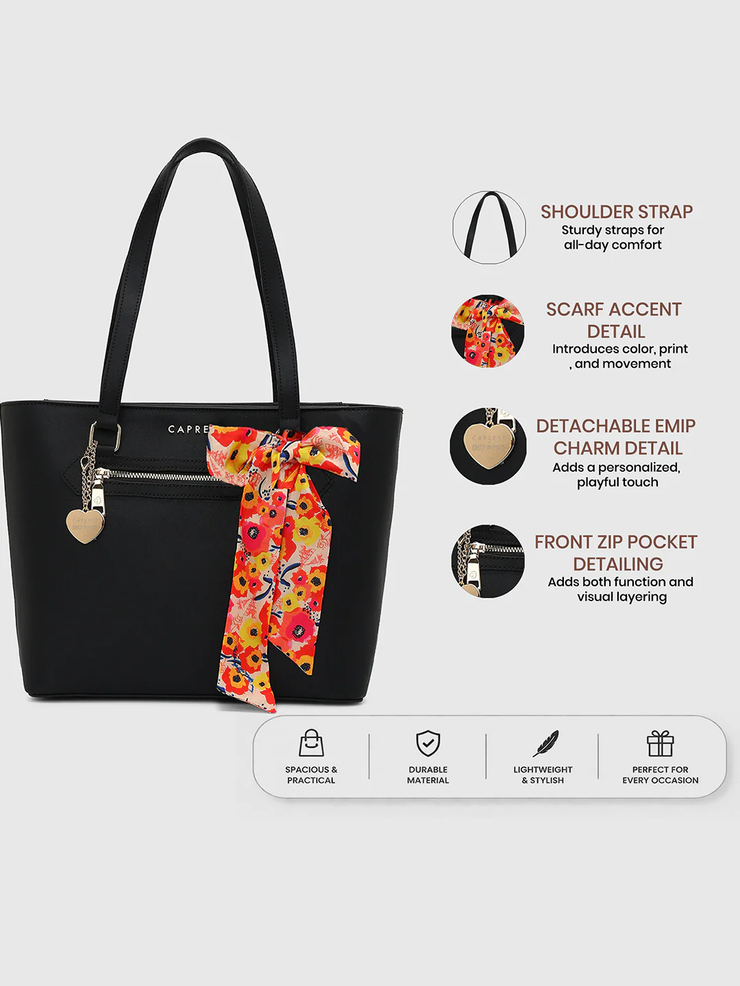 Caprese Kat Large Black Tote Bag - Image 4