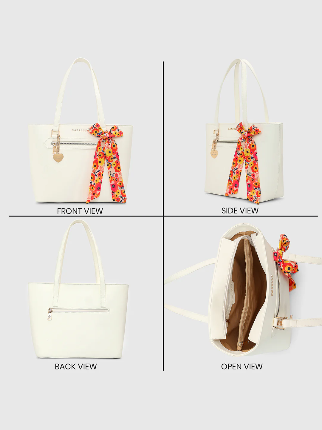 Caprese Kat Large White Tote Bag - Image 10