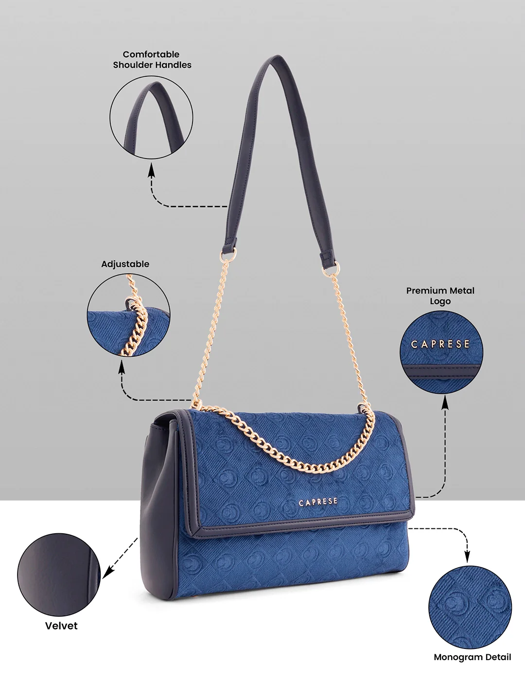 Caprese Katherine Large Midnight Blue Sling Bag - Image 16