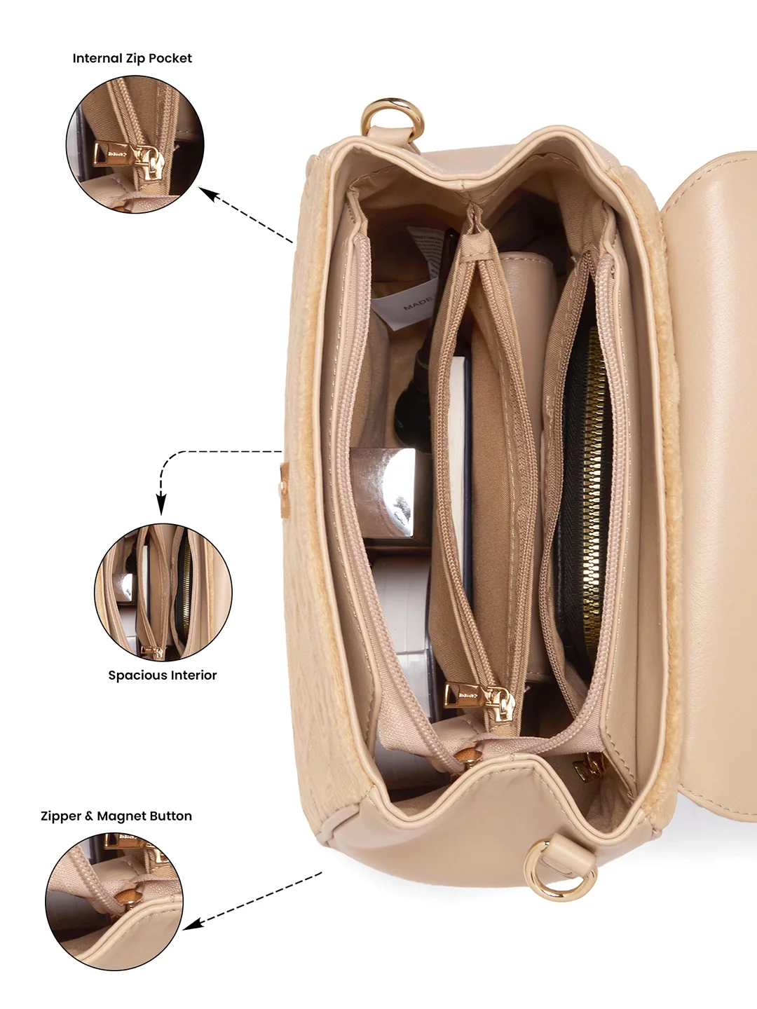 Caprese Katherine Medium Alpine Oat Sling Bag - Image 5