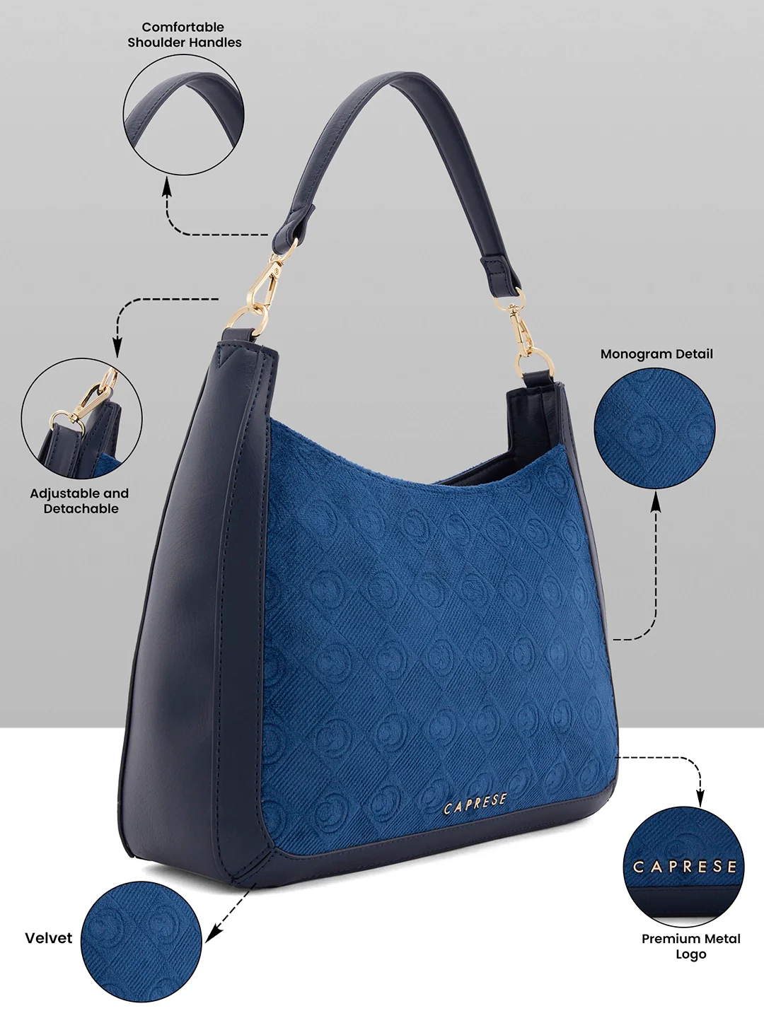 Caprese Katherine Medium Midnight Blue Hobo Bag - Image 17