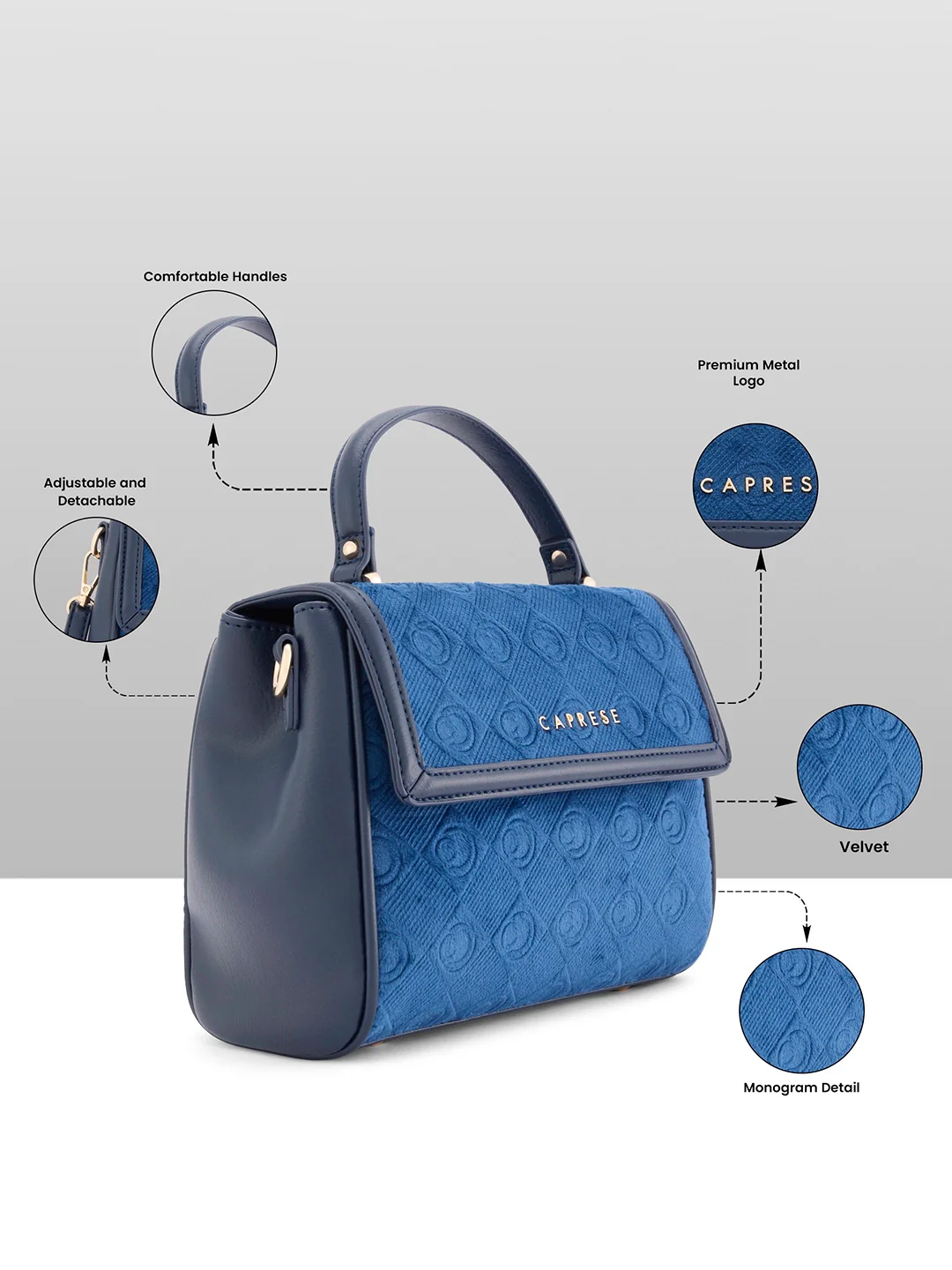 Caprese Katherine Medium Midnight Blue Sling Bag - Image 6