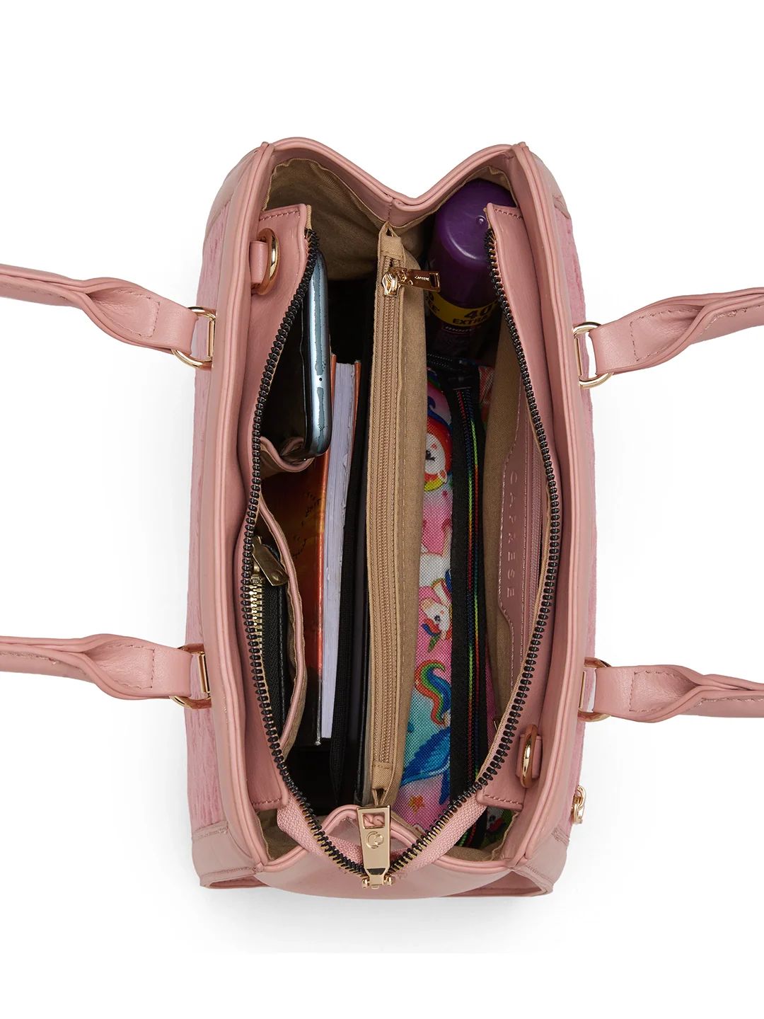 Caprese Katherine Medium Pink Sorbet Satchel Bag - Image 15