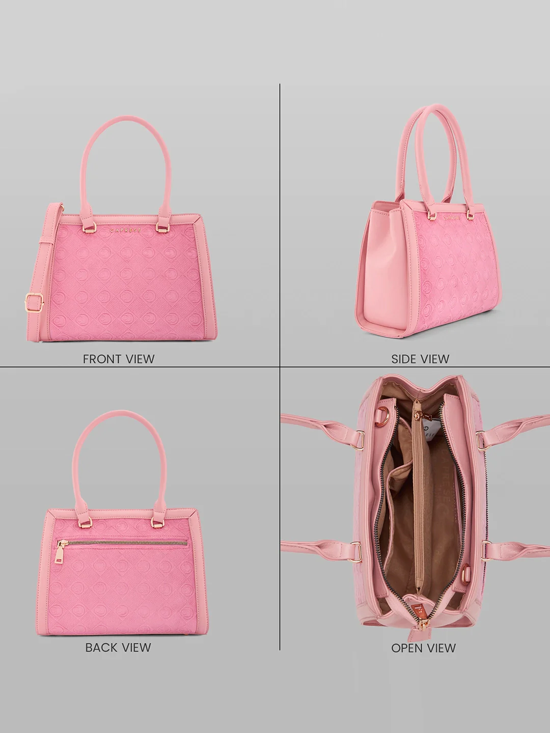 Caprese Katherine Medium Pink Sorbet Satchel Bag - Image 4