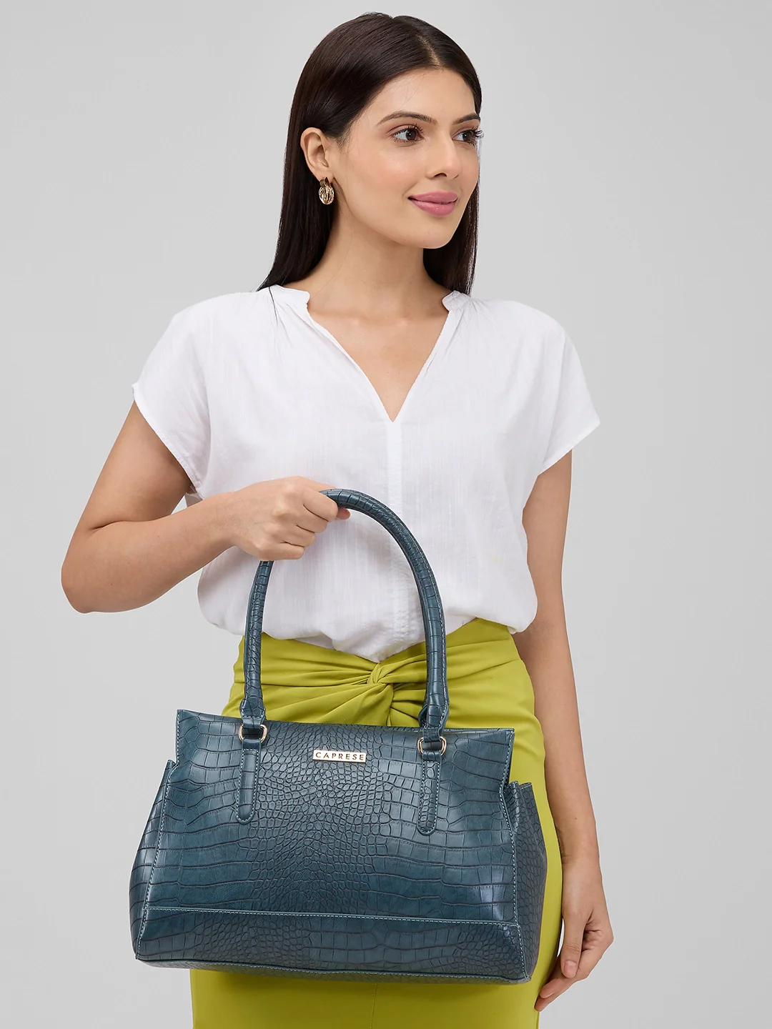 Caprese Kathey Medium Teal Tote Bag - Image 10