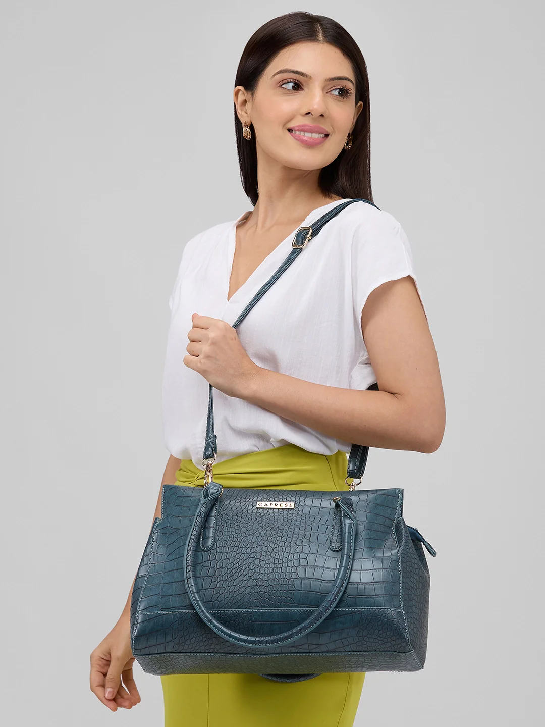Caprese Kathey Medium Teal Tote Bag - Image 9
