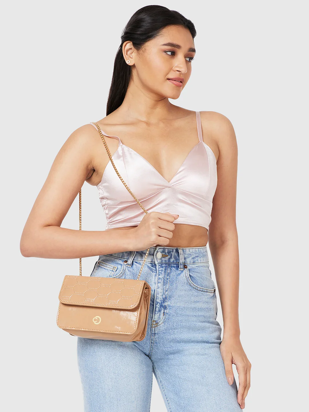 Caprese Kattie Medium Nude Sling Bag - Image 3